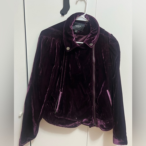 Velvet Moto Jacket Purple Size - Picture 5 of 6